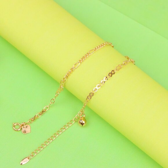 "Rose Gold Anklet with Floral & Charm Accents, XPAL1059 - Picture 1 of 12